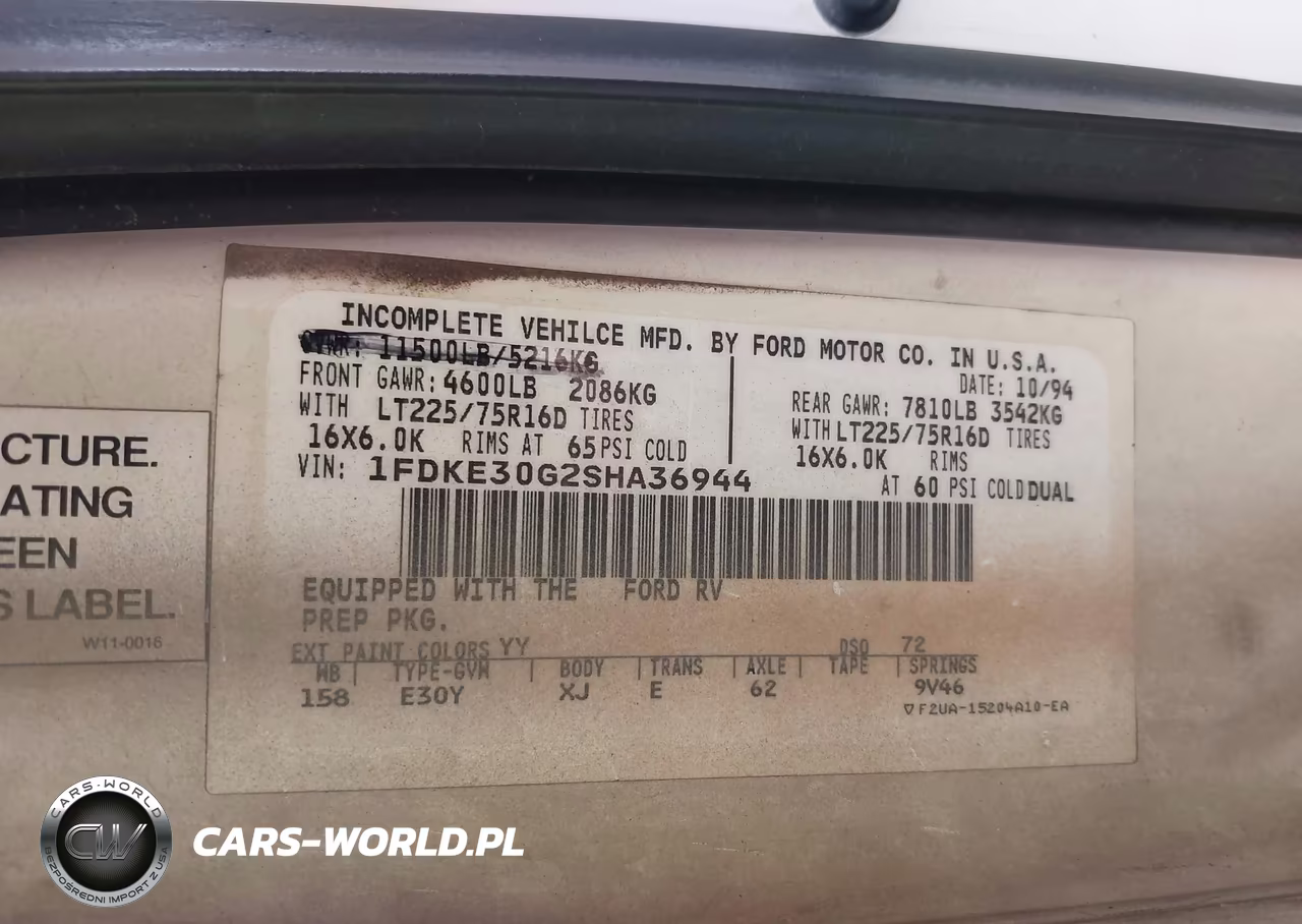 1995 Ford Econoline E350 Cutaway Van VIN:1FDKE30G2SHA36944 - 9
