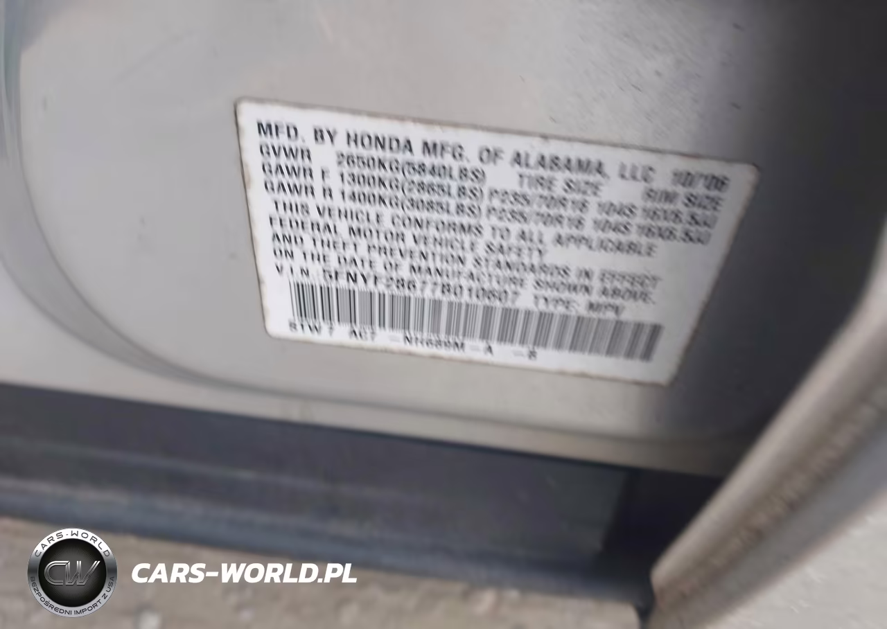 2007 Honda Pilot Ex-L VIN:5FNYF28677B010607 - 9