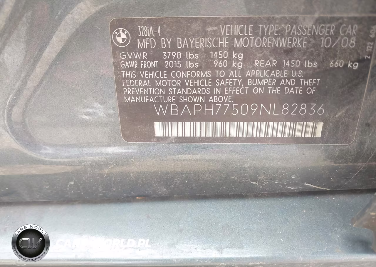 2009 BMW 328I VIN:WBAPH77509NL82836 - 9