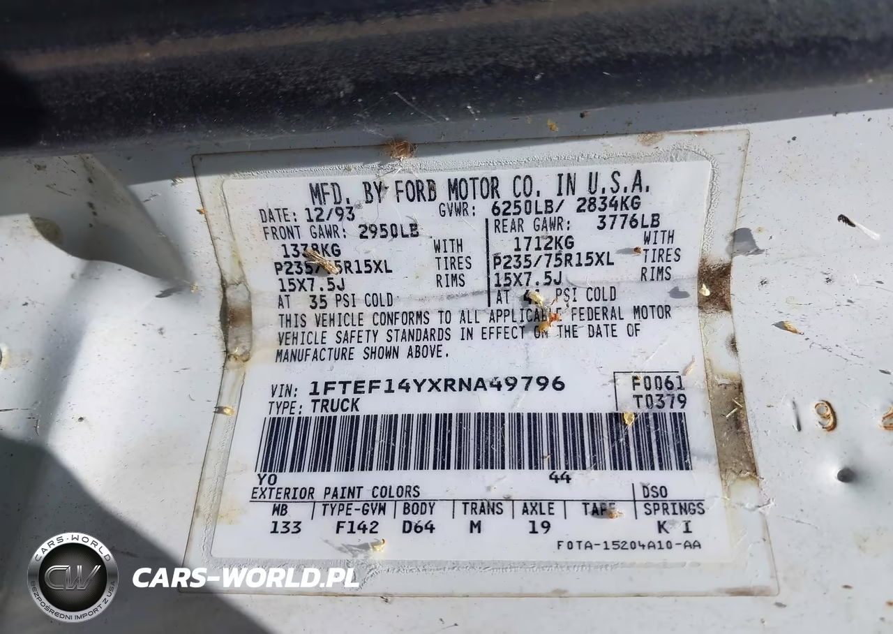 1994 Ford F150 VIN:1FTEF14YXRNA49796 - 9