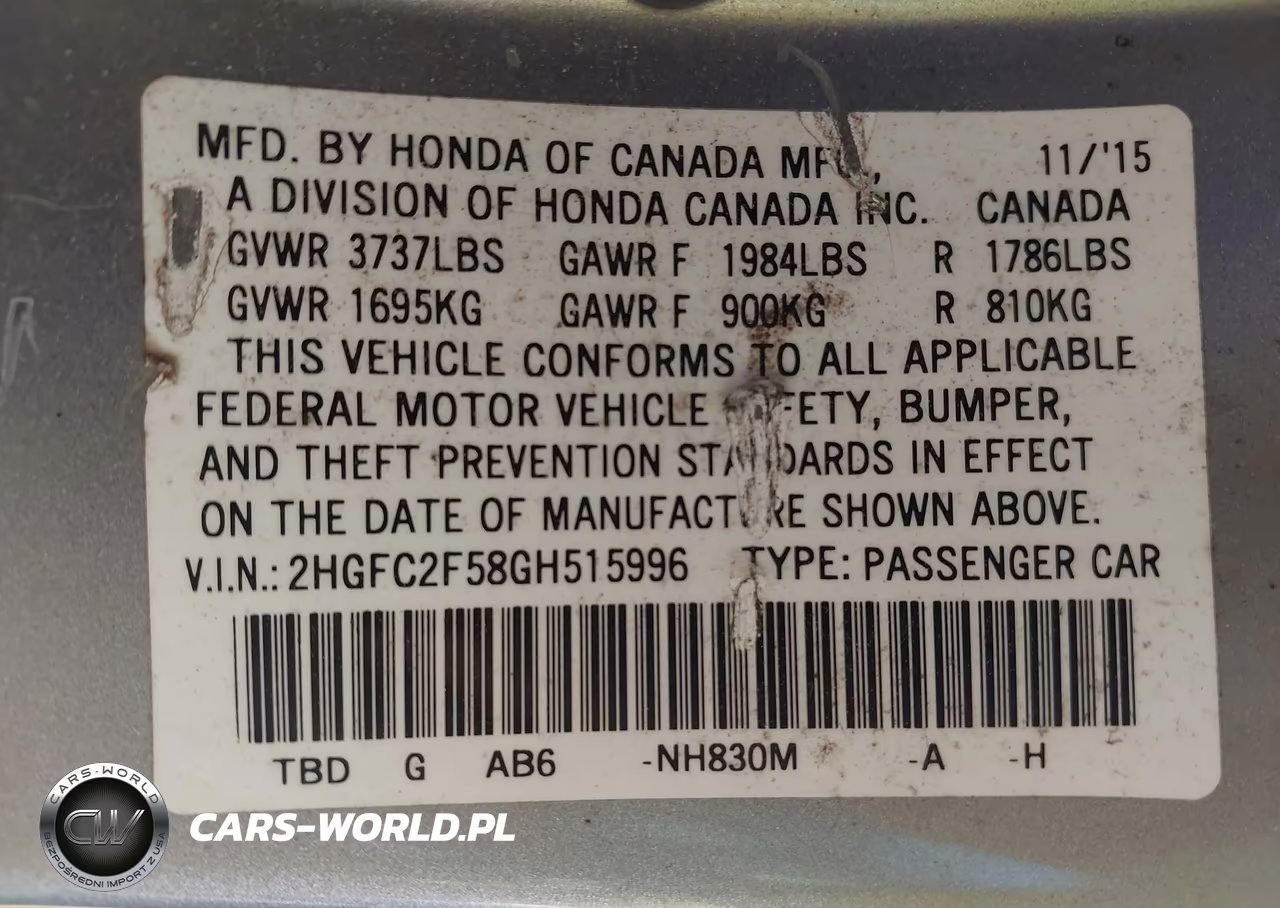 2016 Honda Civic Lx VIN:2HGFC2F58GH515996 - 9