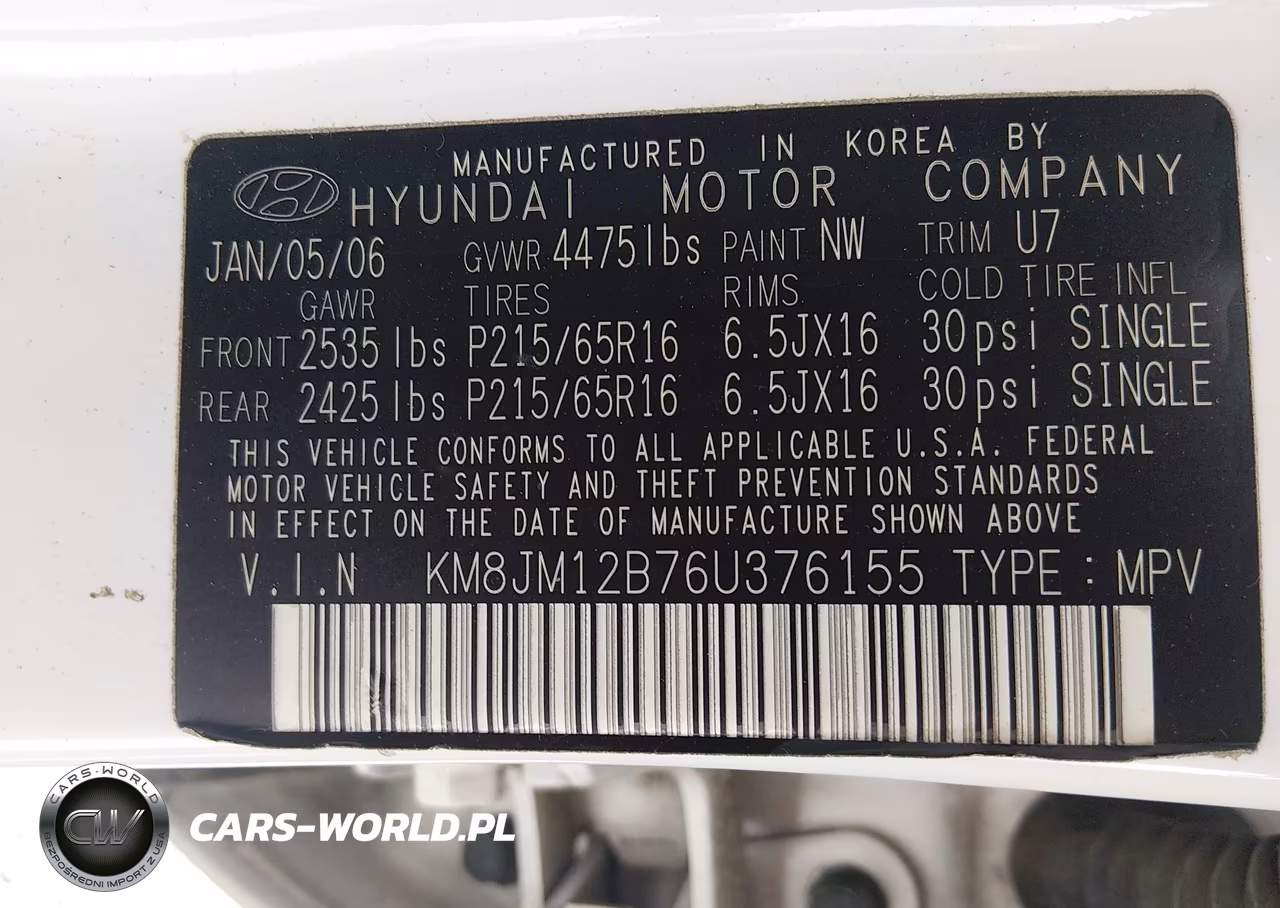 2006 Hyundai Tucson Gl VIN:KM8JM12B76U376155 - 9
