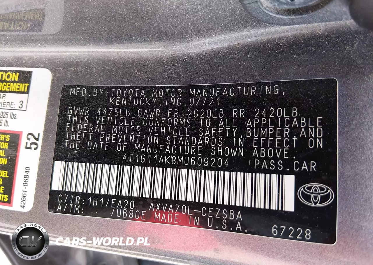 2021 Toyota Camry Se VIN:4T1G11AK8MU609204 - 9