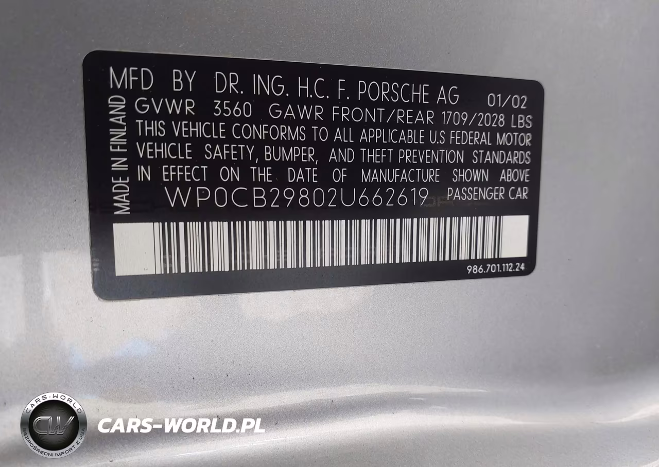2002 Porsche Boxster S VIN:WP0CB29802U662619 - 9