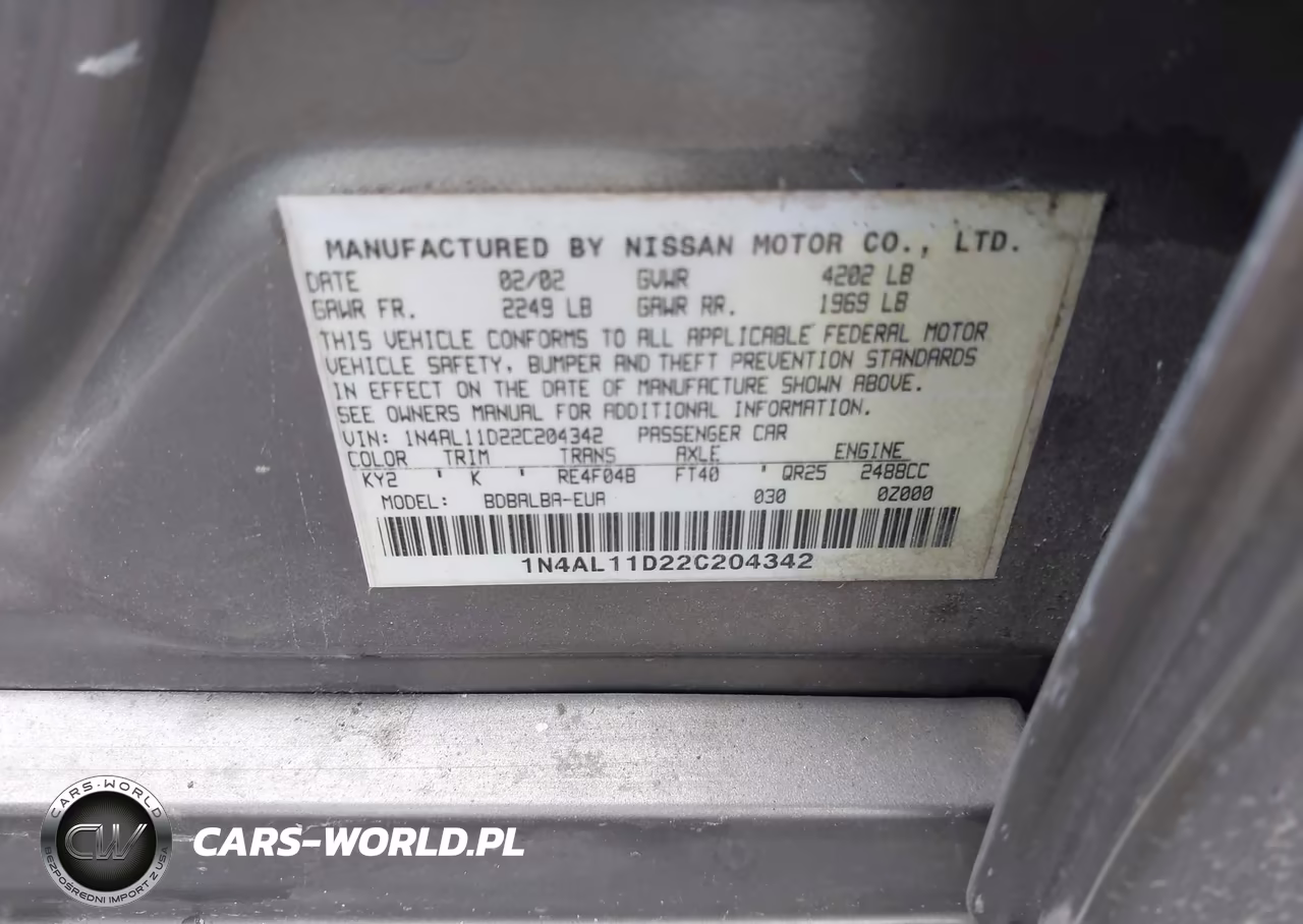 2002 Nissan Altima 2.5 S VIN:1N4AL11D22C204342 - 9