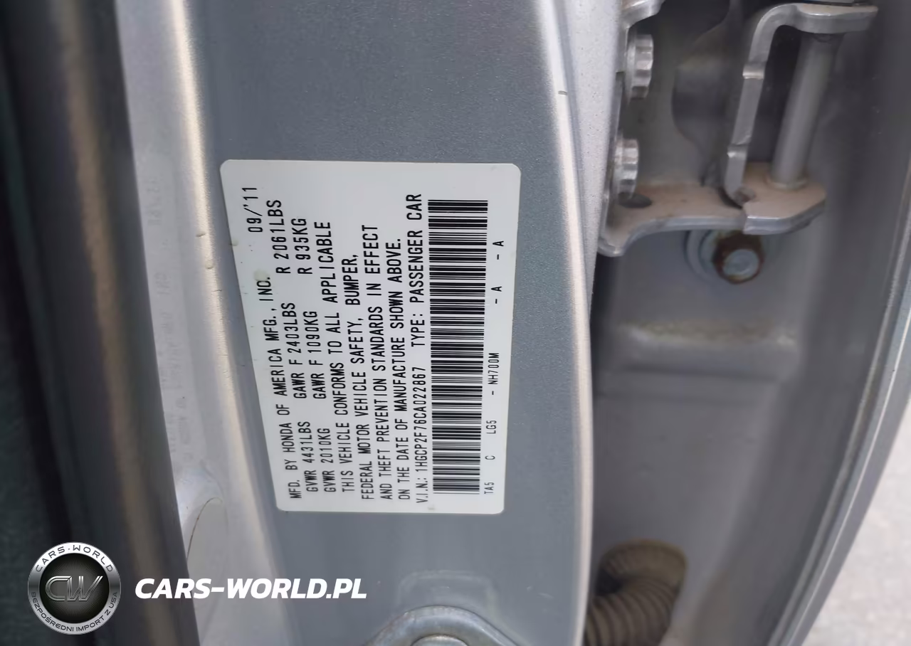 2012 Honda Accord 2.4 Ex VIN:1HGCP2F76CA022867 - 9