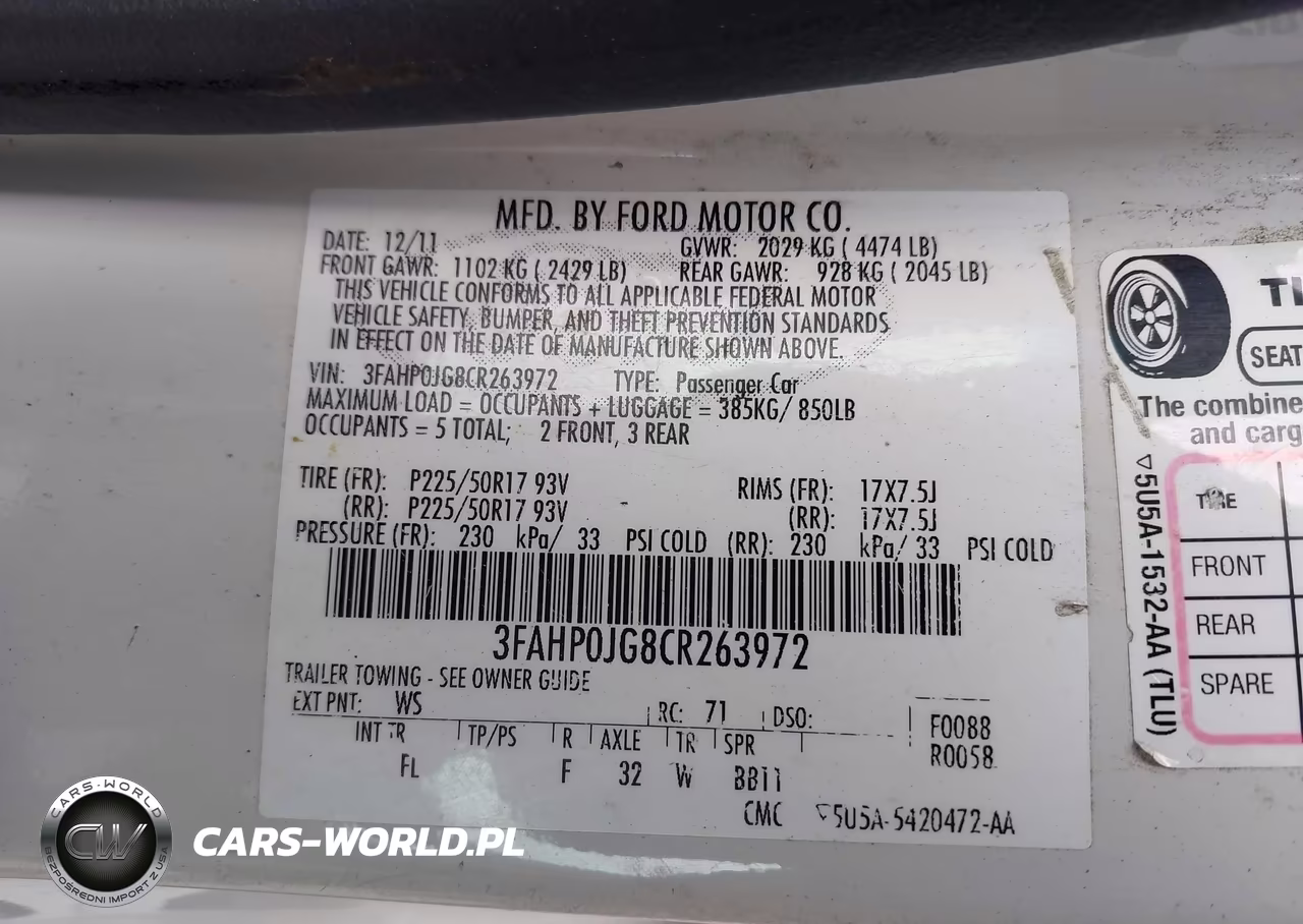 2012 Ford Fusion Sel VIN:3FAHP0JG8CR263972 - 9