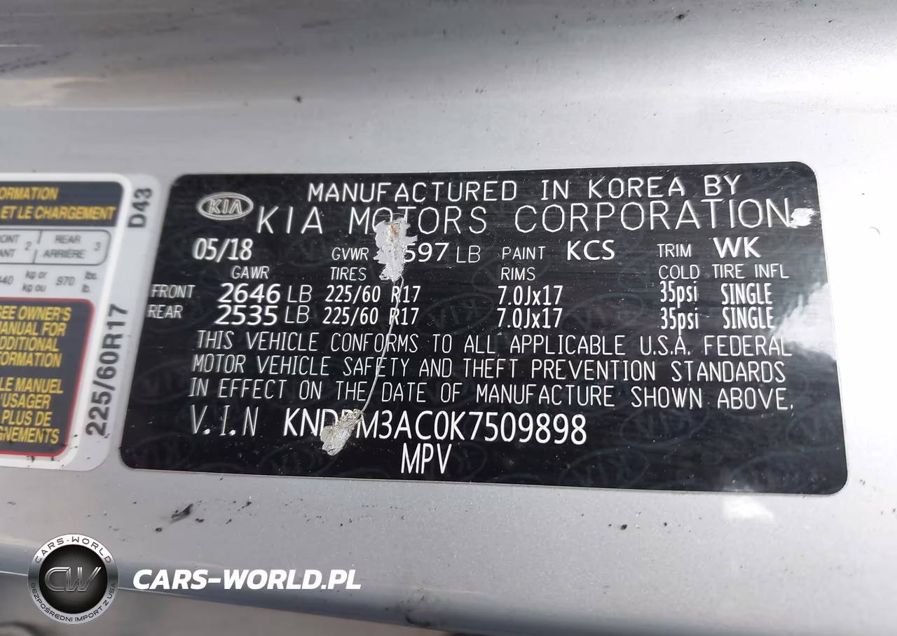 2019 Kia Sportage Lx VIN:KNDPM3AC0K7509898 - 9
