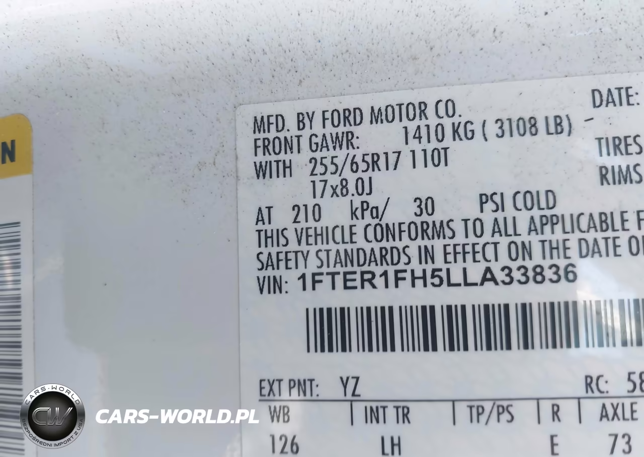 2020 Ford Ranger Xl VIN:1FTER1FH5LLA33836 - 9