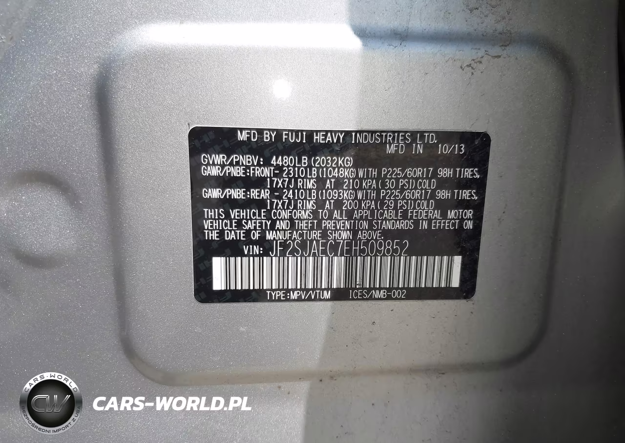 2014 Subaru Forester 2.5I Premium VIN:JF2SJAEC7EH509852 - 9