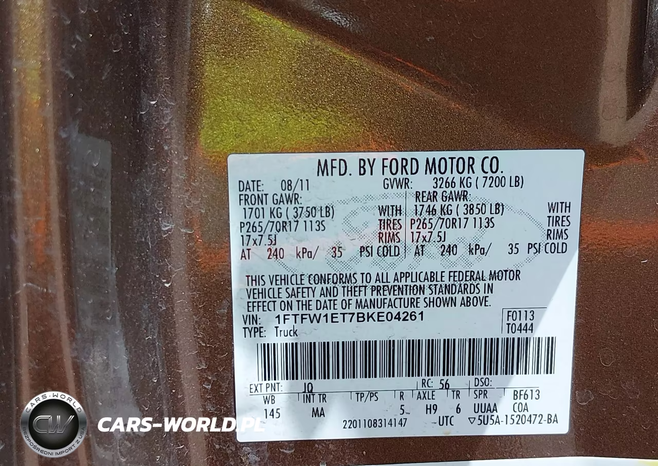 2011 Ford F-150 Xlt VIN:1FTFW1ET7BKE04261 - 9