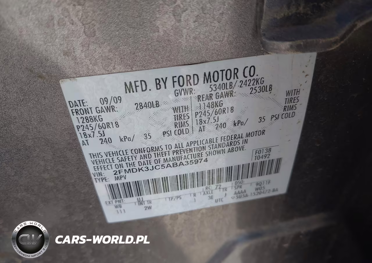 2010 Ford Edge Sel VIN:2FMDK3JC5ABA35974 - 9