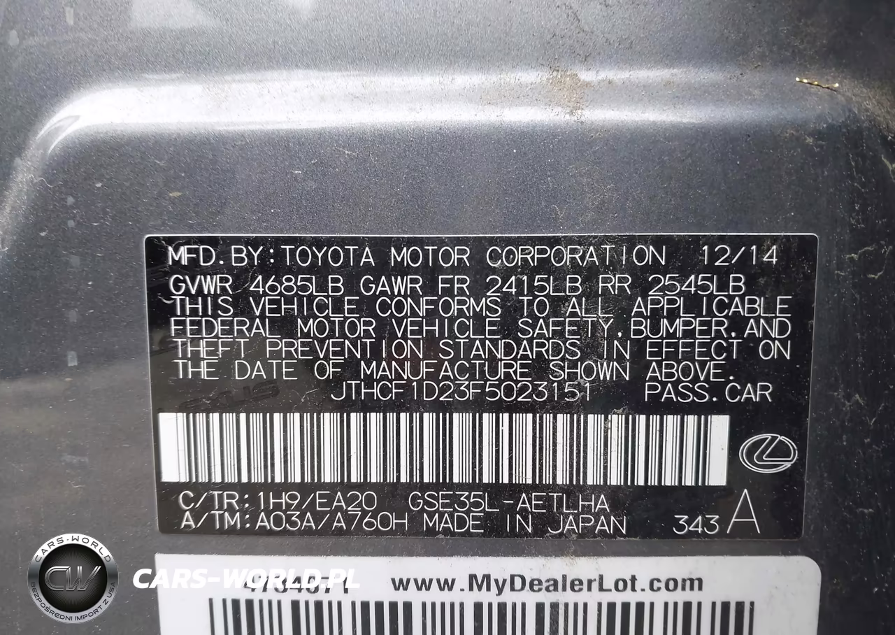 2015 Lexus Is 250 VIN:JTHCF1D23F5023151 - 9