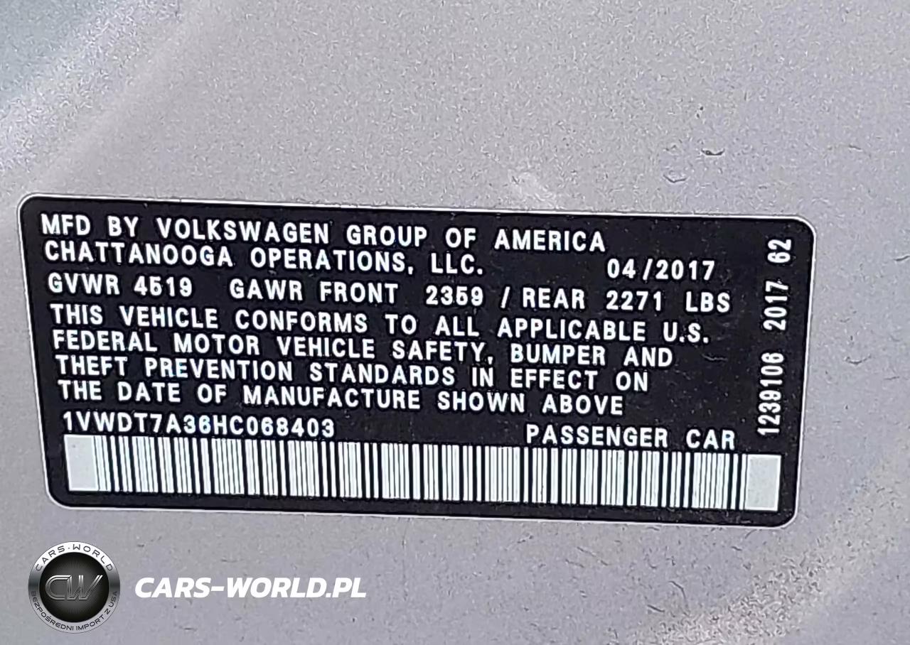 2017 Volkswagen Passat 1.8T R-Line VIN:1VWDT7A36HC068403 - 9