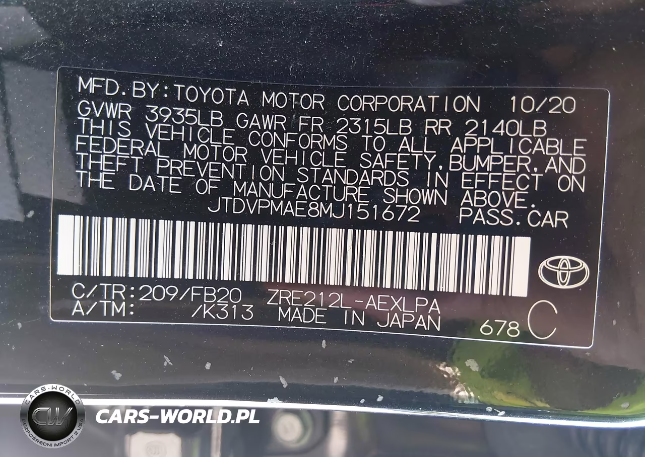 2021 Toyota Corolla Le VIN:JTDVPMAE8MJ151672 - 9