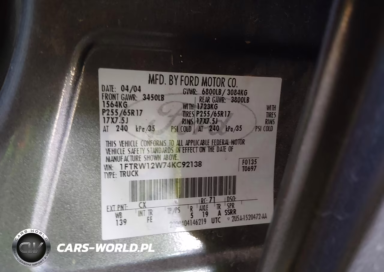 2004 Ford F-150 Xlt VIN:1FTRW12W74KC92138 - 9