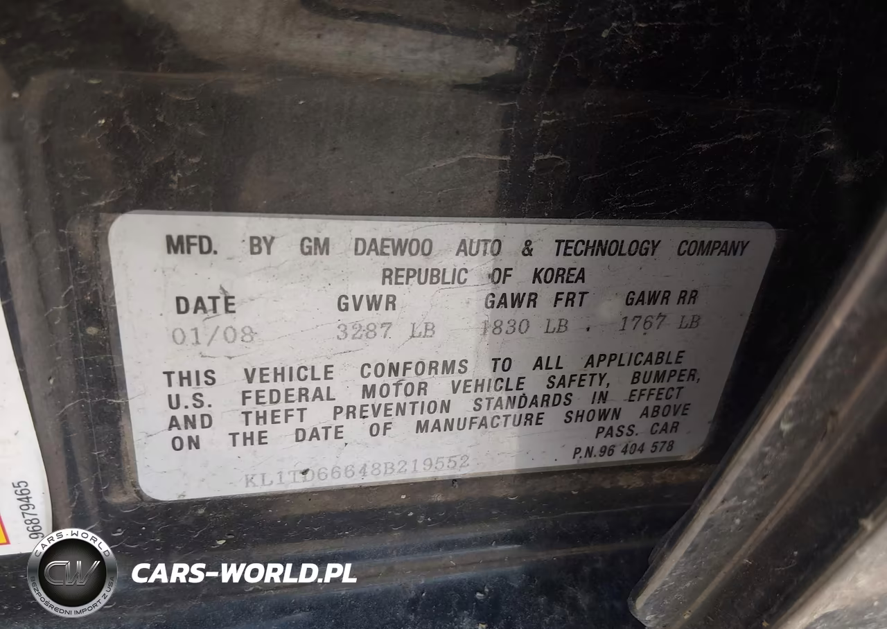 2008 Chevrolet Aveo 5 Ls VIN:KL1TD66648B219552 - 9