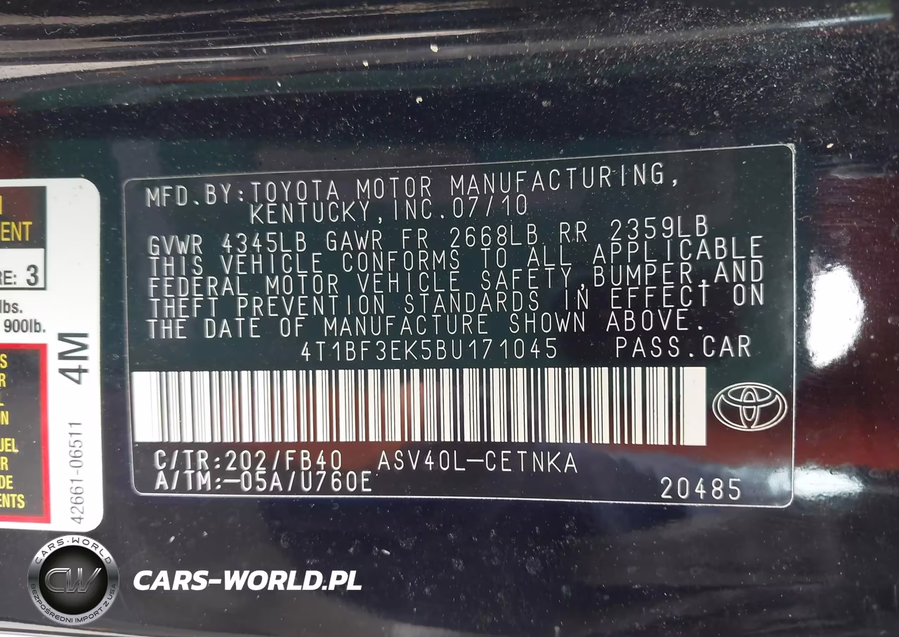 2011 Toyota Camry Le VIN:4T1BF3EK5BU171045 - 9