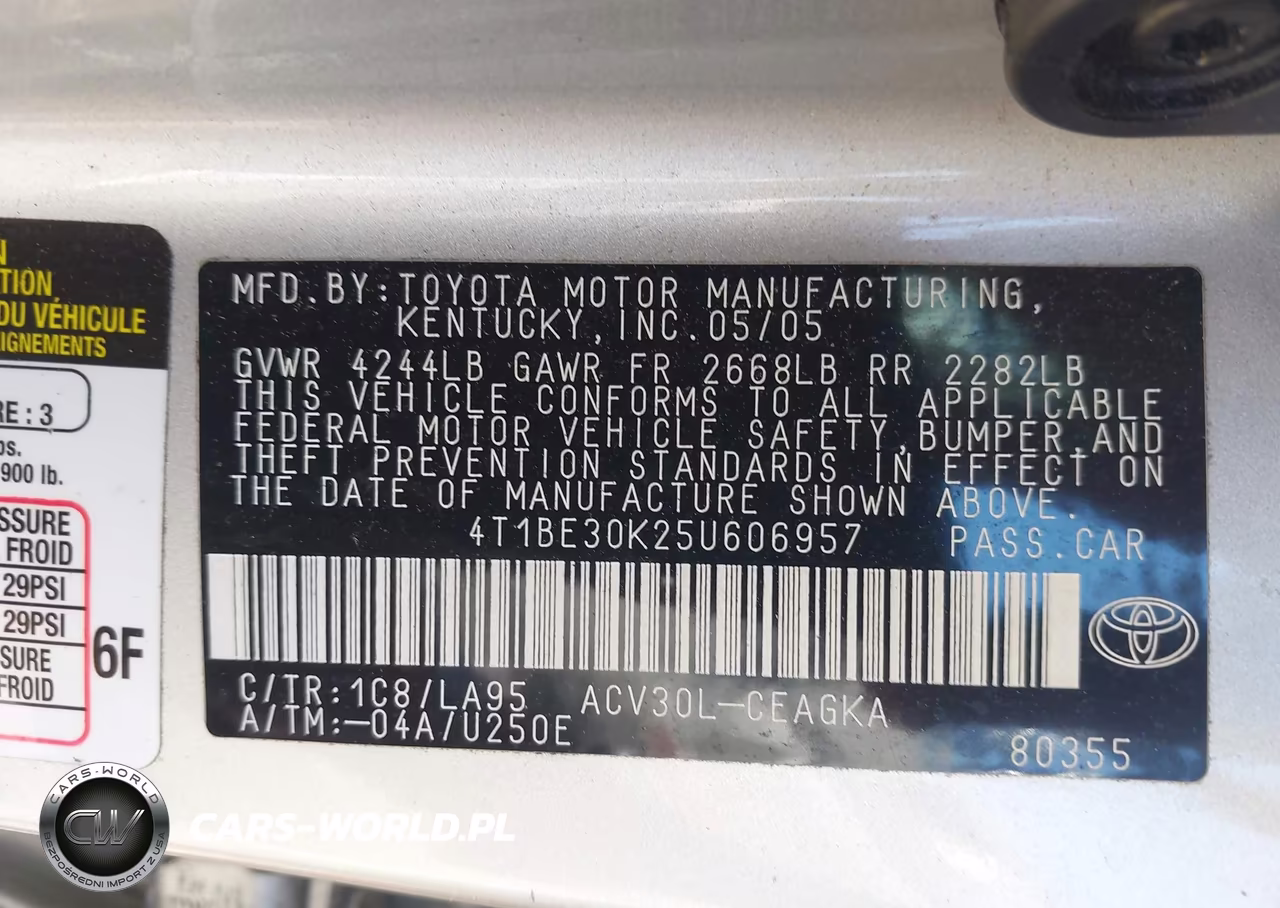 2005 Toyota Camry Xle VIN:4T1BE30K25U606957 - 9
