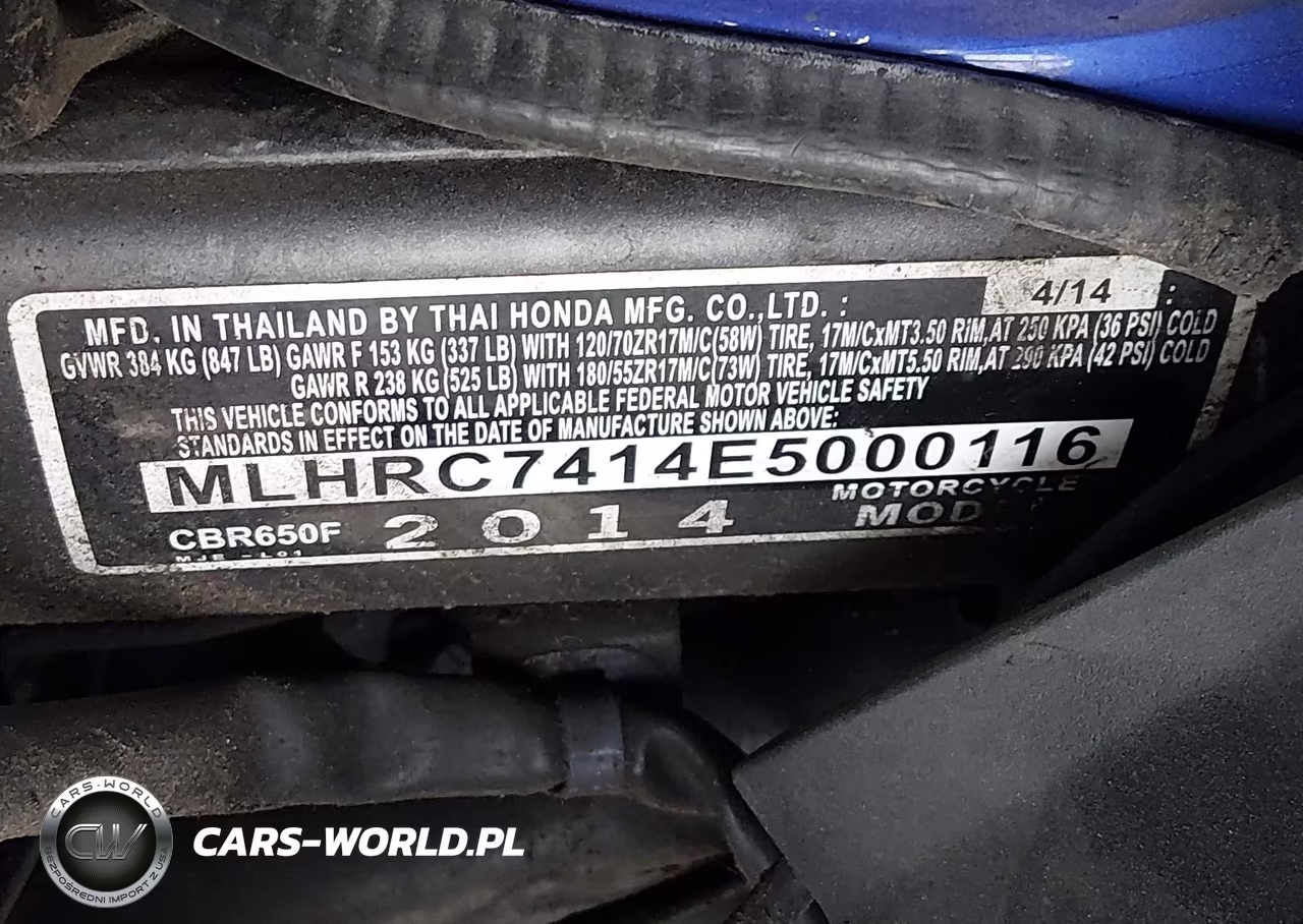 2014 Honda Cbr650 F VIN:MLHRC7414E5000116 - 10