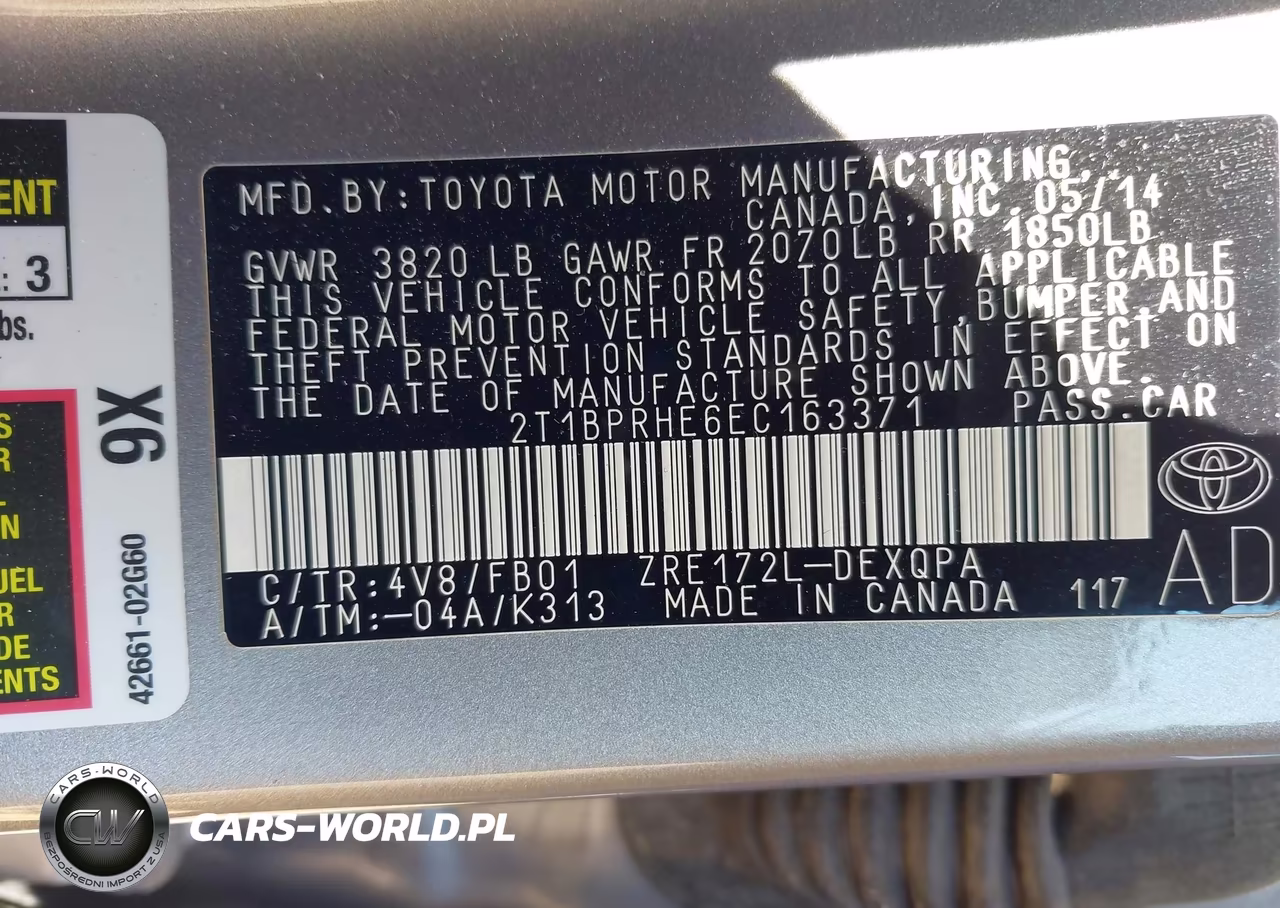 2014 Toyota Corolla Le Eco VIN:2T1BPRHE6EC163371 - 9