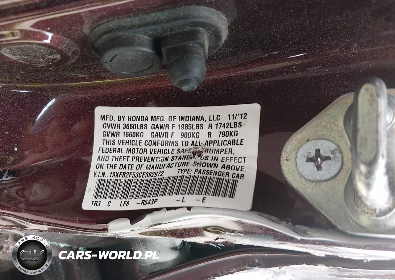 2012 Honda Civic Lx VIN:19XFB2F53CE392972 - 9
