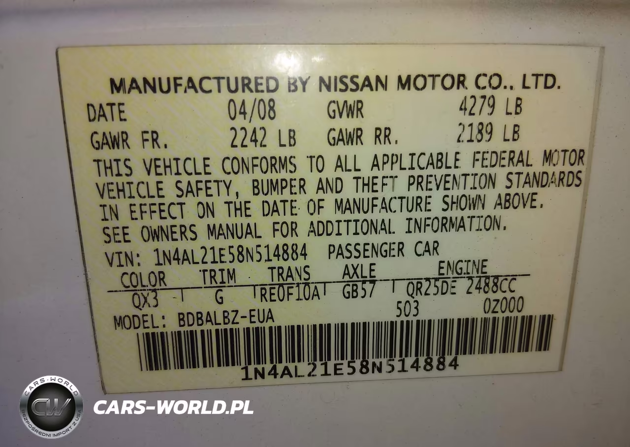 2008 Nissan Altima 2.5 S VIN:1N4AL21E58N514884 - 9