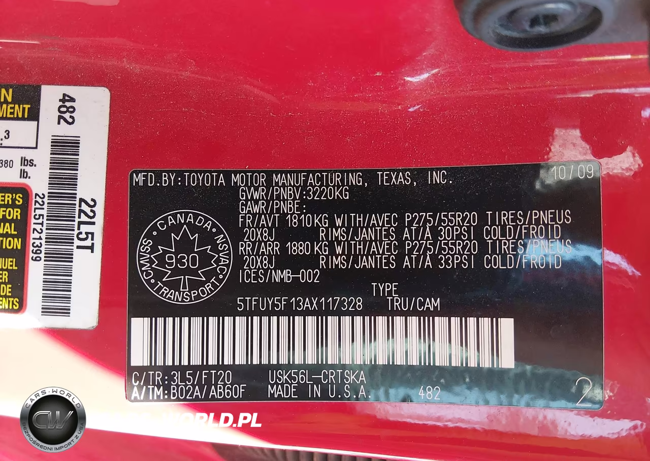2010 Toyota Tundra Grade 5.7L V8 VIN:5TFUY5F13AX117328 - 9