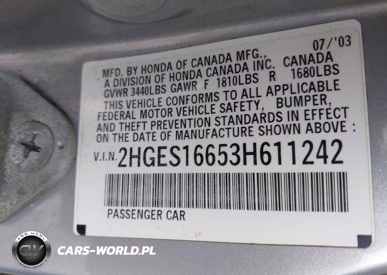 2003 Honda Civic Lx VIN:2HGES16653H611242 - 9