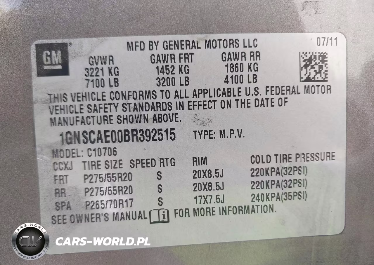 2011 Chevrolet Tahoe Ls VIN:1GNSCAE00BR392515 - 9