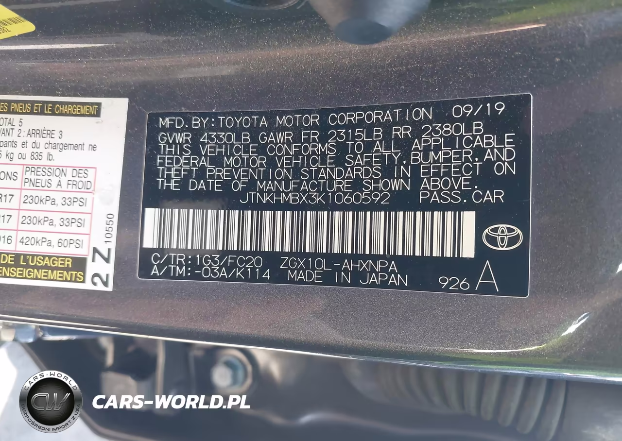 2019 Toyota C-Hr Le VIN:JTNKHMBX3K1060592 - 9