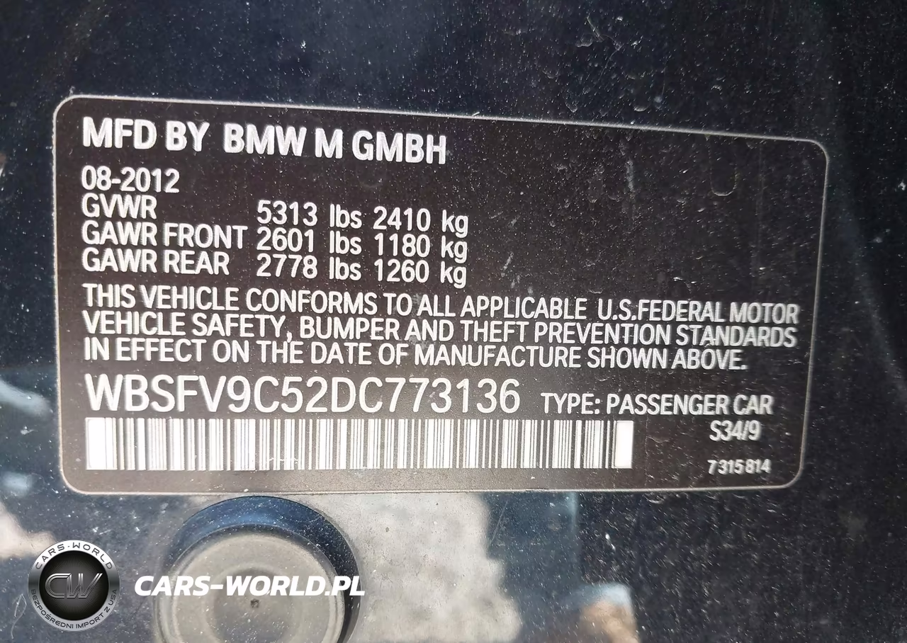 2013 BMW M5 VIN:WBSFV9C52DC773136 - 9