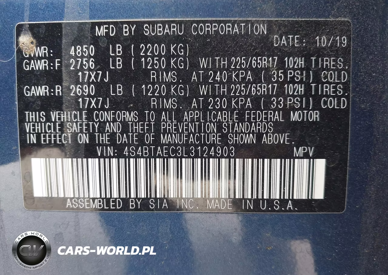 2020 Subaru Outback Premium VIN:4S4BTAEC3L3124903 - 9