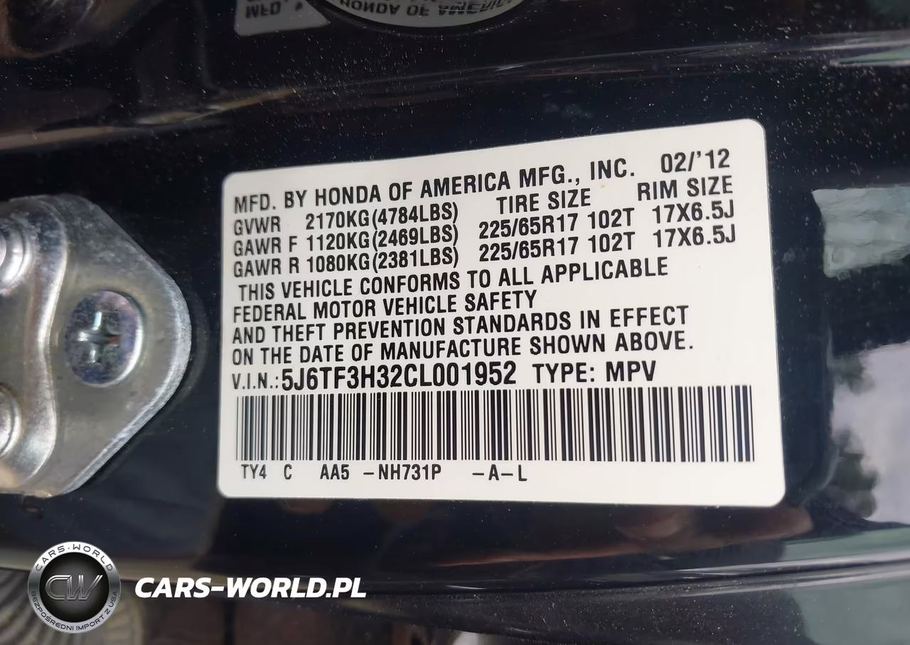 2012 Honda Crosstour 2.4 Ex VIN:5J6TF3H32CL001952 - 9