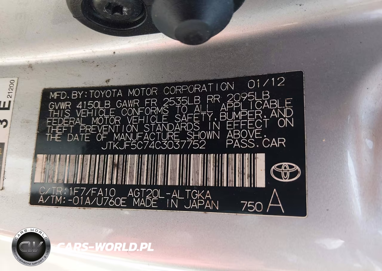 2012 Scion Tc VIN:JTKJF5C74C3037752 - 9