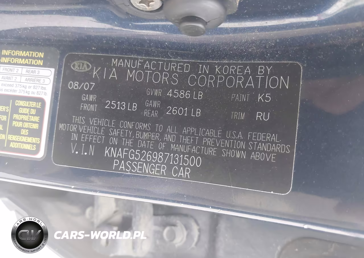 2008 Kia Rondo Lx V6 VIN:KNAFG526987131500 - 9