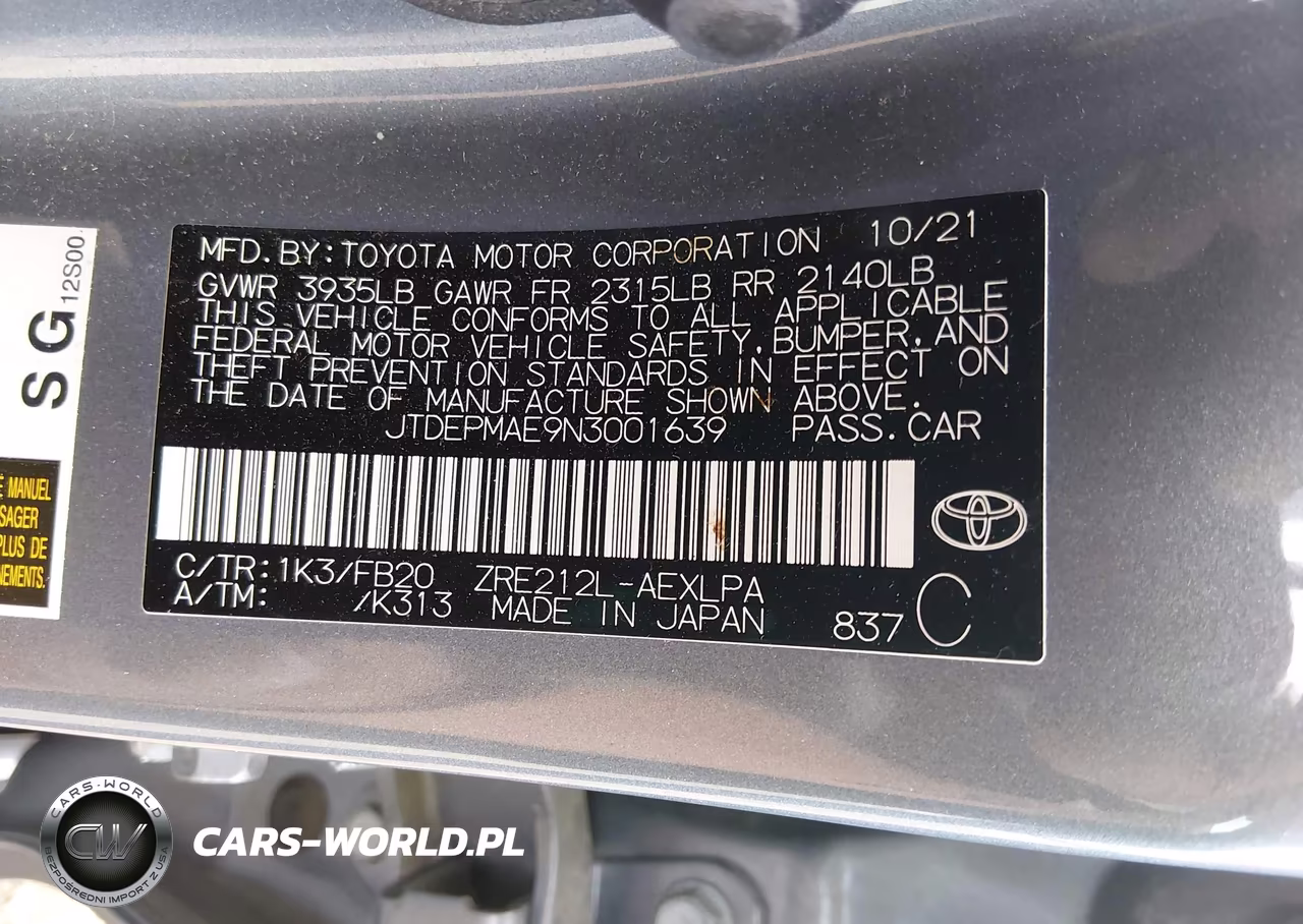 2022 Toyota Corolla Le VIN:JTDEPMAE9N3001639 - 9