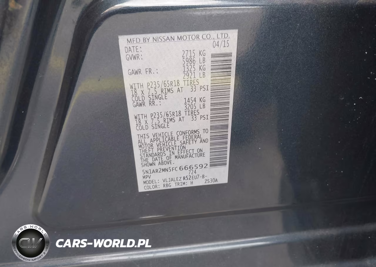 2015 Nissan Pathfinder Sv VIN:5N1AR2MN5FC666592 - 9