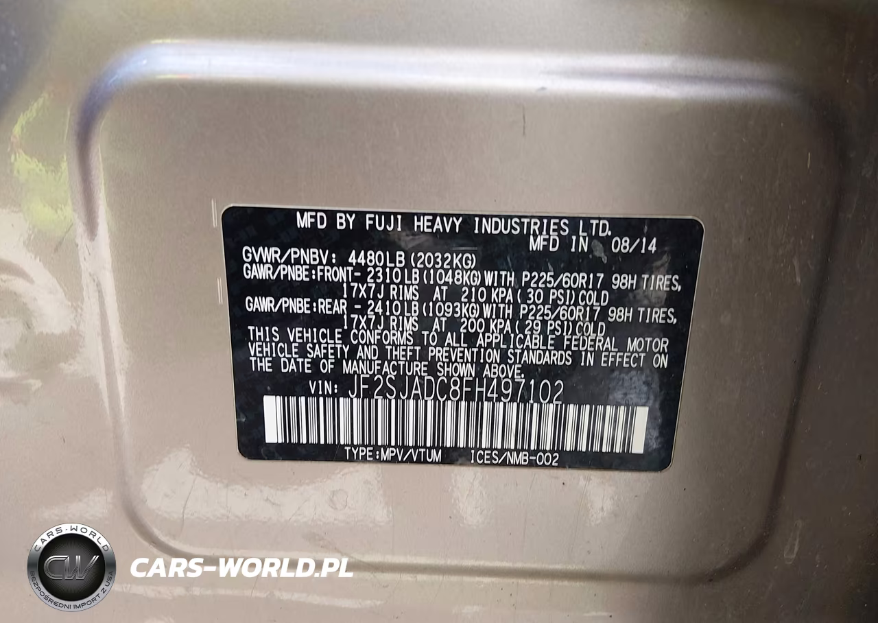 2015 Subaru Forester 2.5I Premium VIN:JF2SJADC8FH497102 - 9