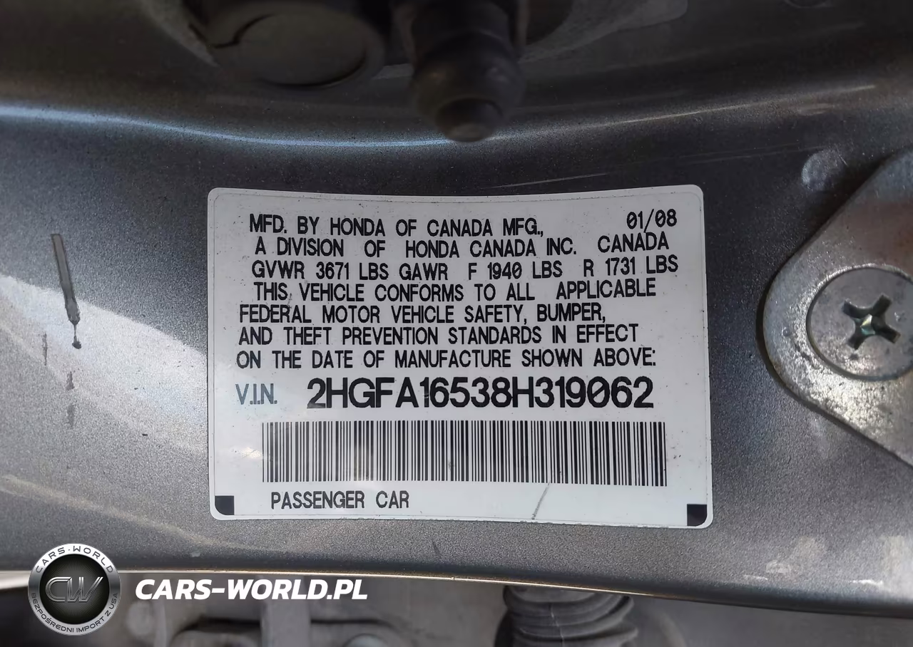 2008 Honda Civic Lx VIN:2HGFA16538H319062 - 9