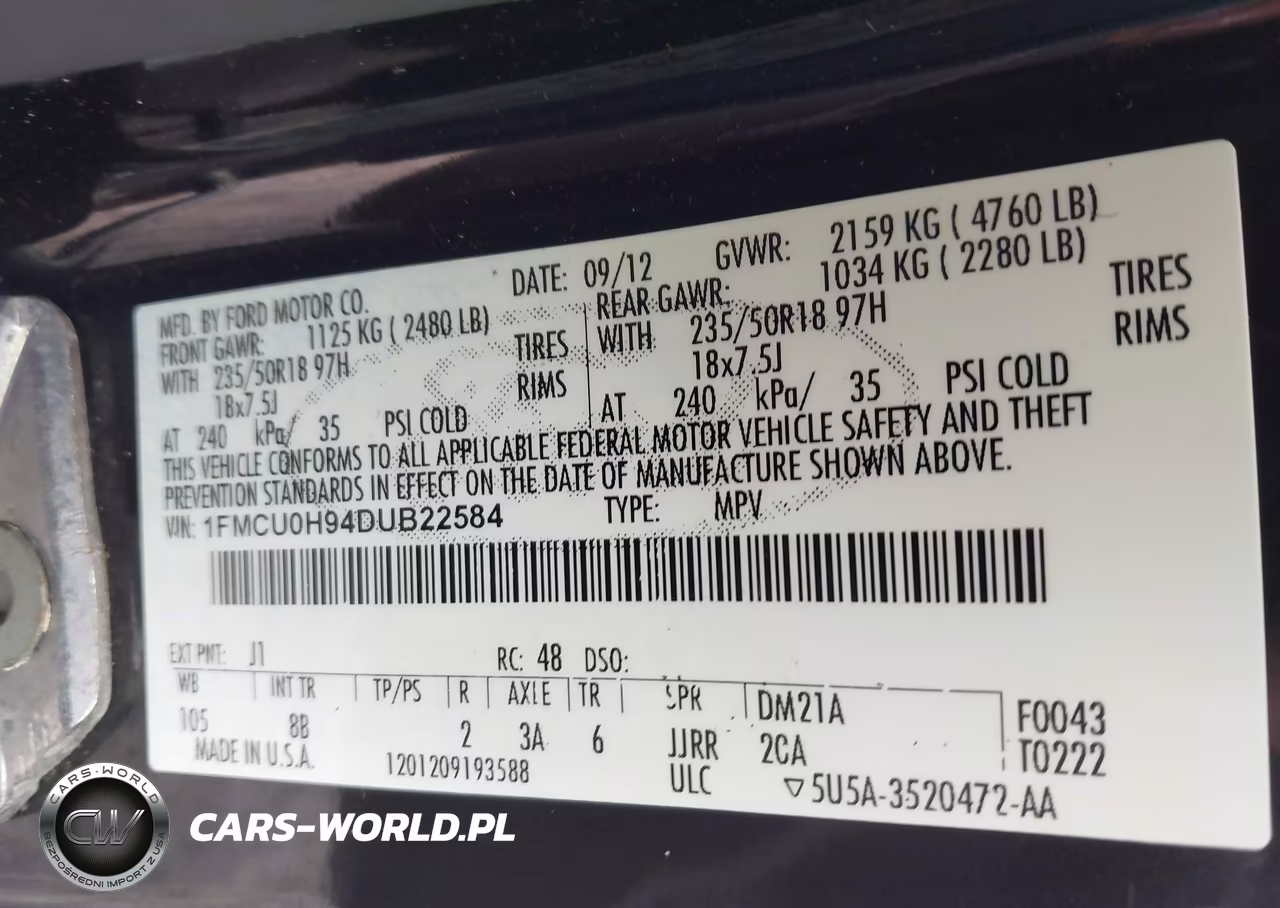 2013 Ford Escape Sel VIN:1FMCU0H94DUB22584 - 9