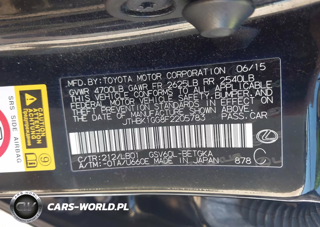 2015 Lexus Es 350 VIN:JTHBK1GG8F2205783 - 9