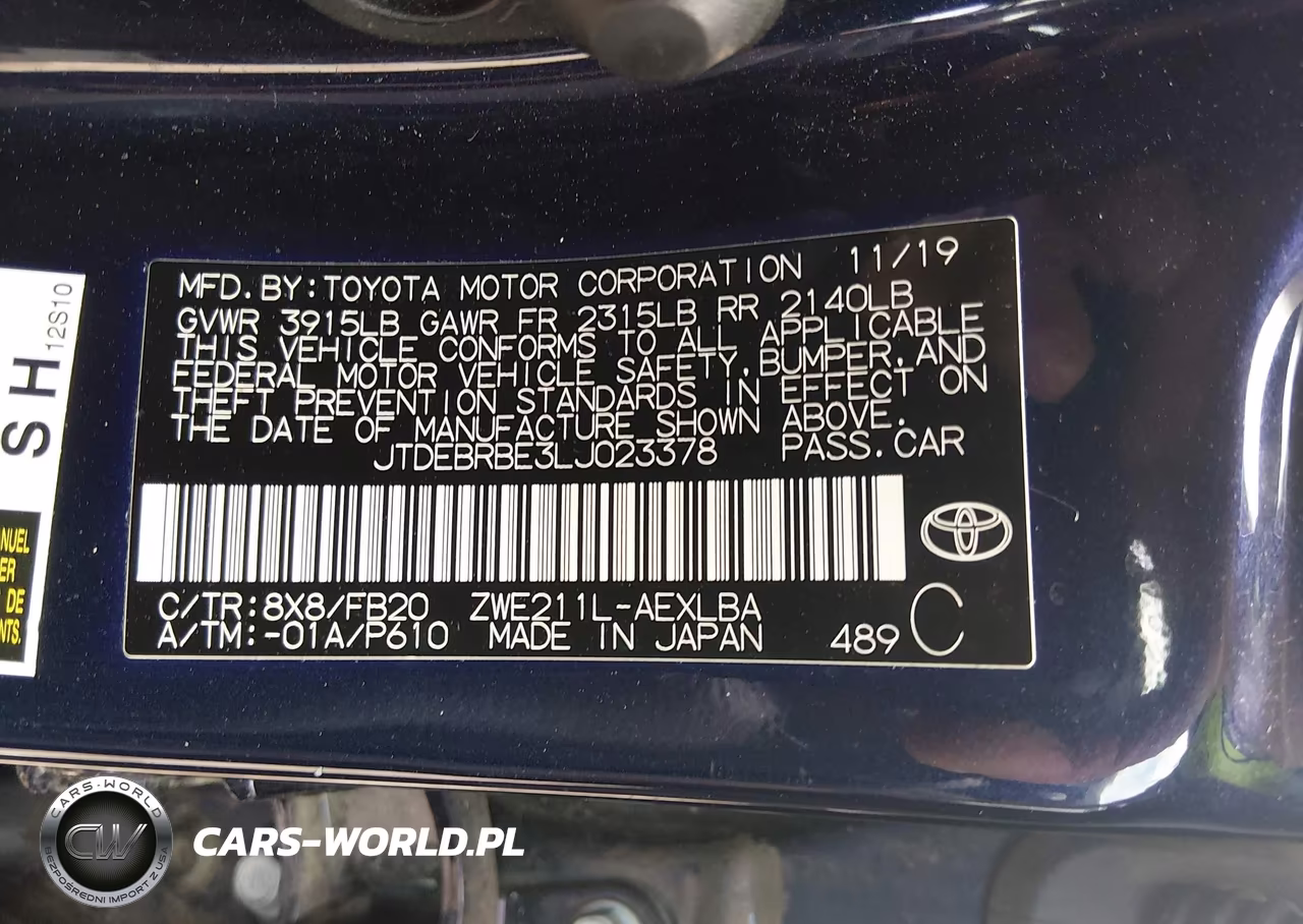 2020 Toyota Corolla Hybrid Le VIN:JTDEBRBE3LJ023378 - 9