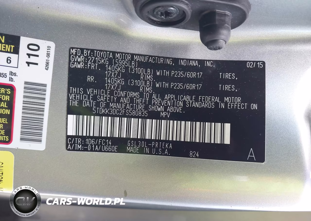 2015 Toyota Sienna Le 8 Passenger VIN:5TDKK3DC2FS580835 - 9