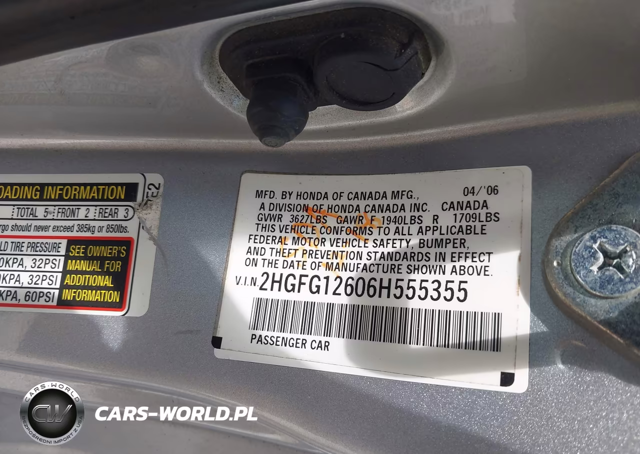 2006 Honda Civic Lx VIN:2HGFG12606H555355 - 9
