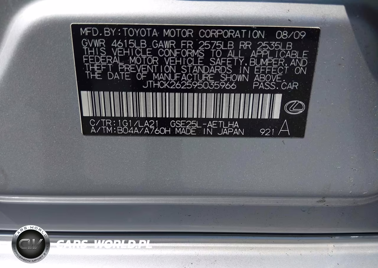 2009 Lexus Is 250 VIN:JTHCK262595035966 - 9