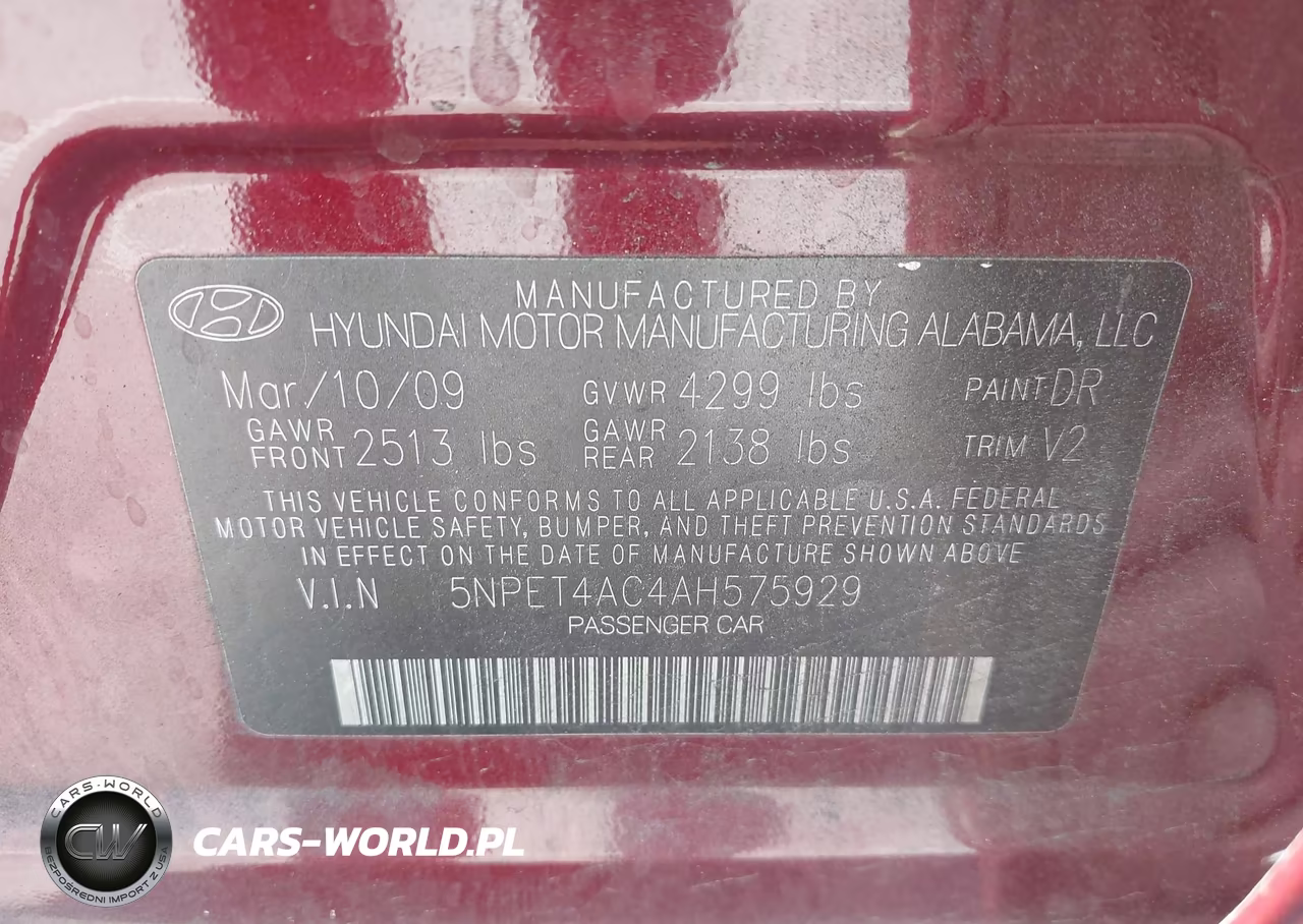 2010 Hyundai Sonata Gls VIN:5NPET4AC4AH575929 - 9
