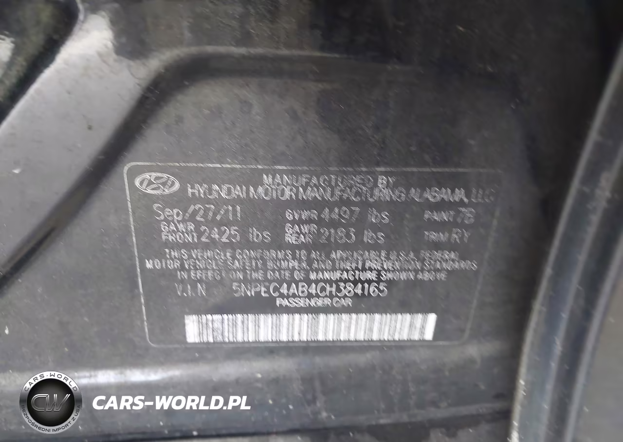 2012 Hyundai Sonata Se 2.0T VIN:5NPEC4AB4CH384165 - 9
