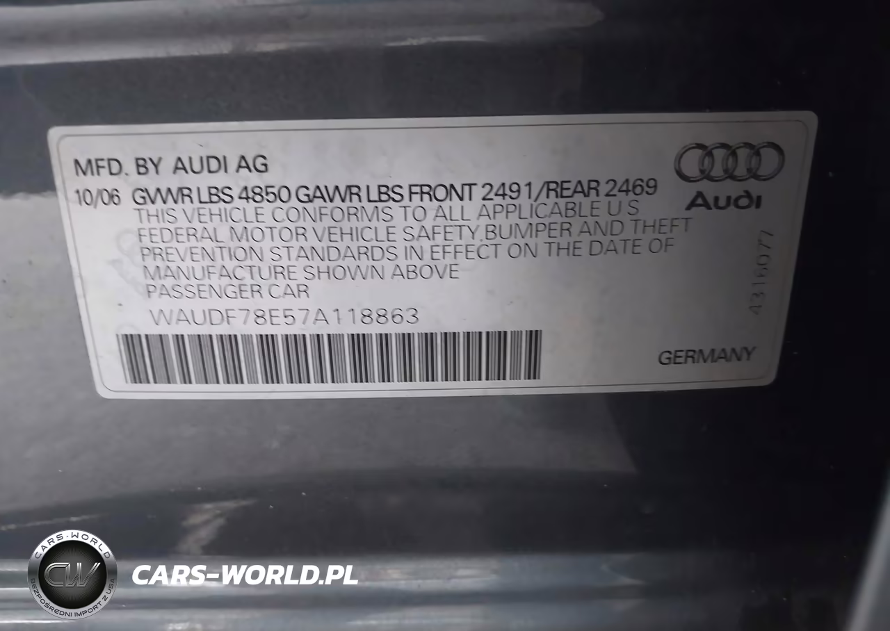 2007 Audi A4 2.0T VIN:WAUDF78E57A118863 - 9