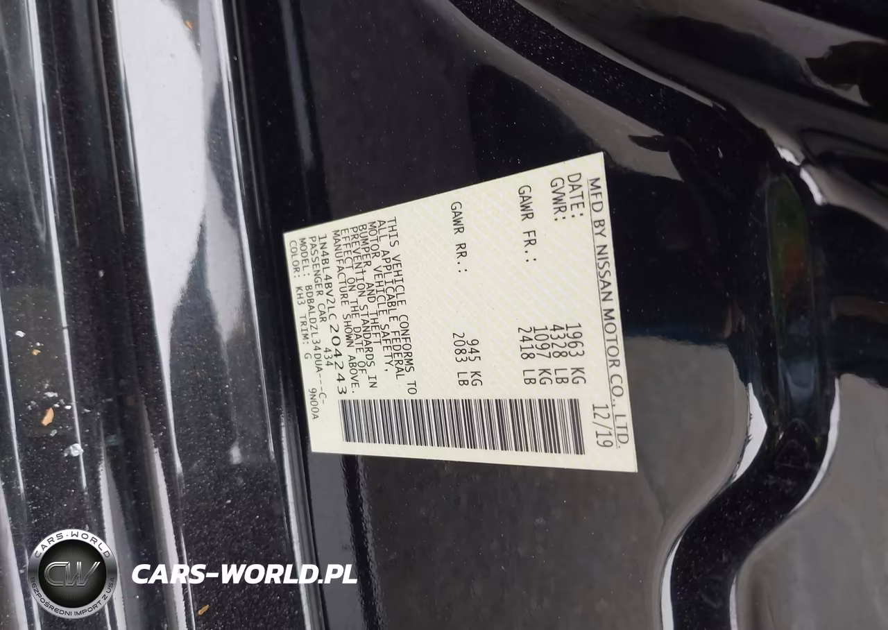 2020 Nissan Altima S Fwd VIN:1N4BL4BV2LC204243 - 9